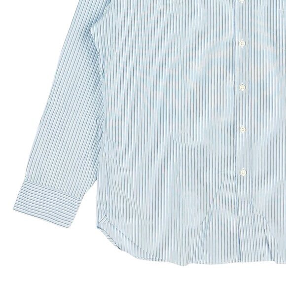 J. Crew Haberdashery Men's Blue/Green Striped Button-Down Shirt Size XL 17-17.5 - Picture 5 of 10